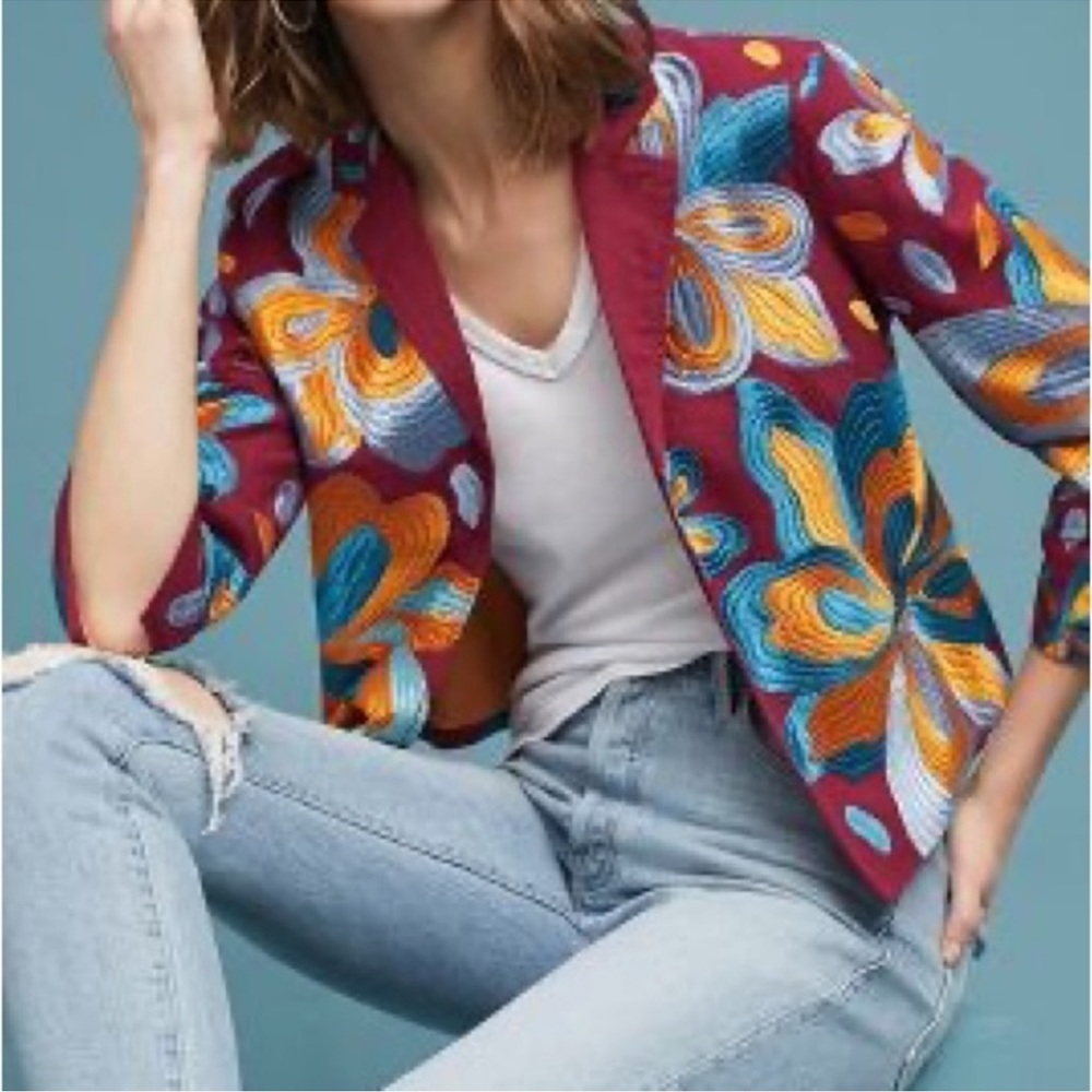 Anthropologie MAEVE Ellen Floral Embroidered Beaded
Blazer